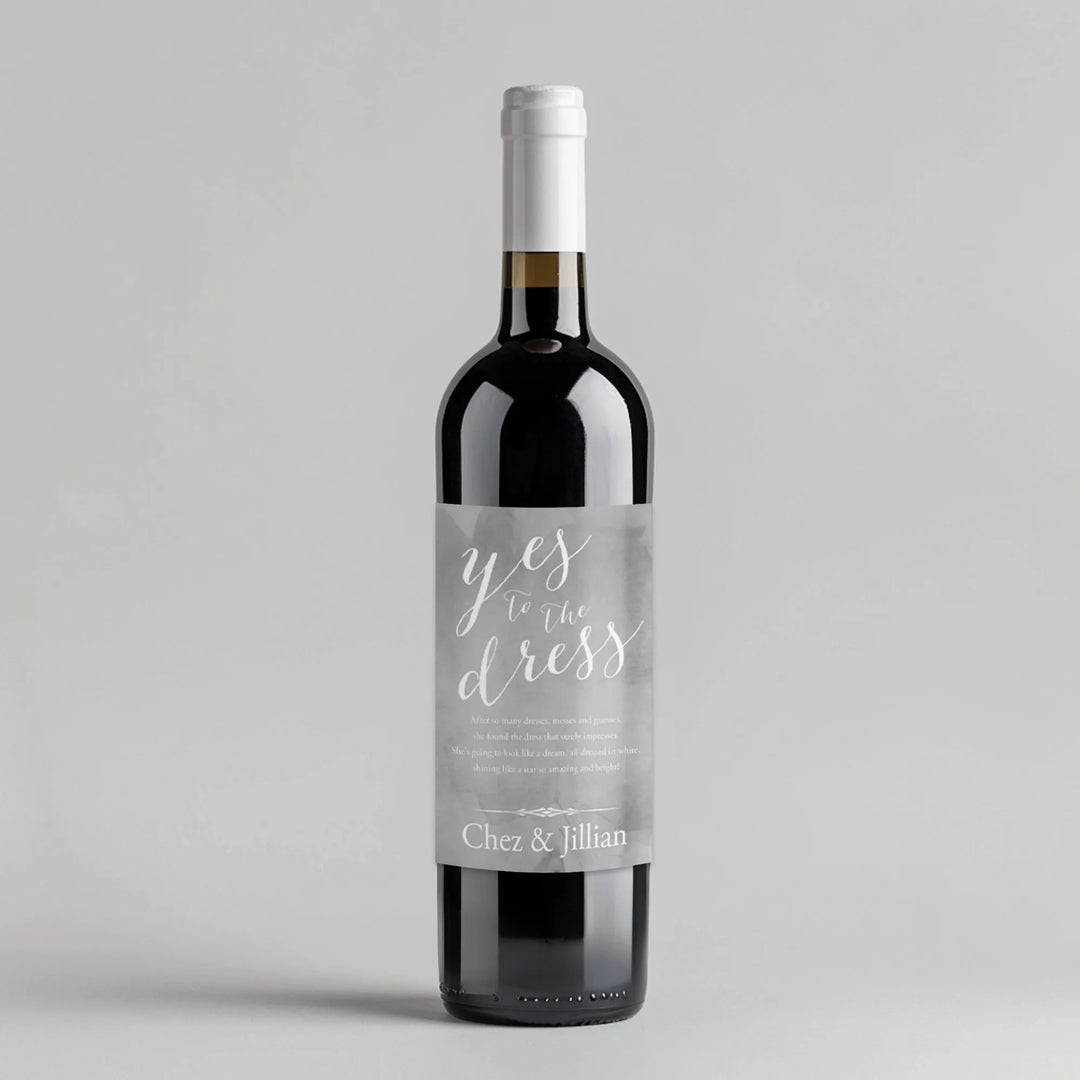 Engagement Yes to the Dress Milestone Wine Label - iCustomLabel