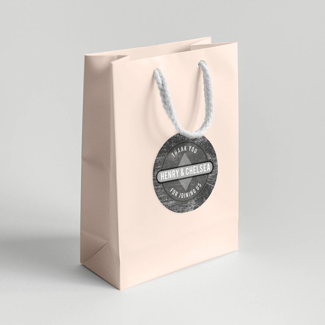 Eroded Retrograde Wedding Favor Labels - iCustomLabel