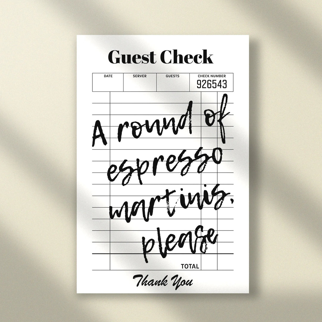Espresso Martinis Guest Check Poster - iCustomLabel