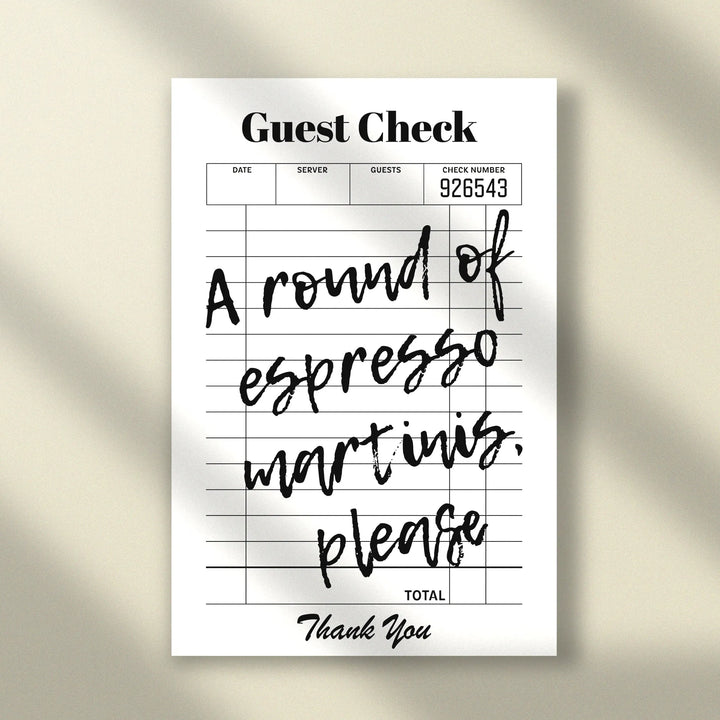 Espresso Martinis Guest Check Poster - iCustomLabel