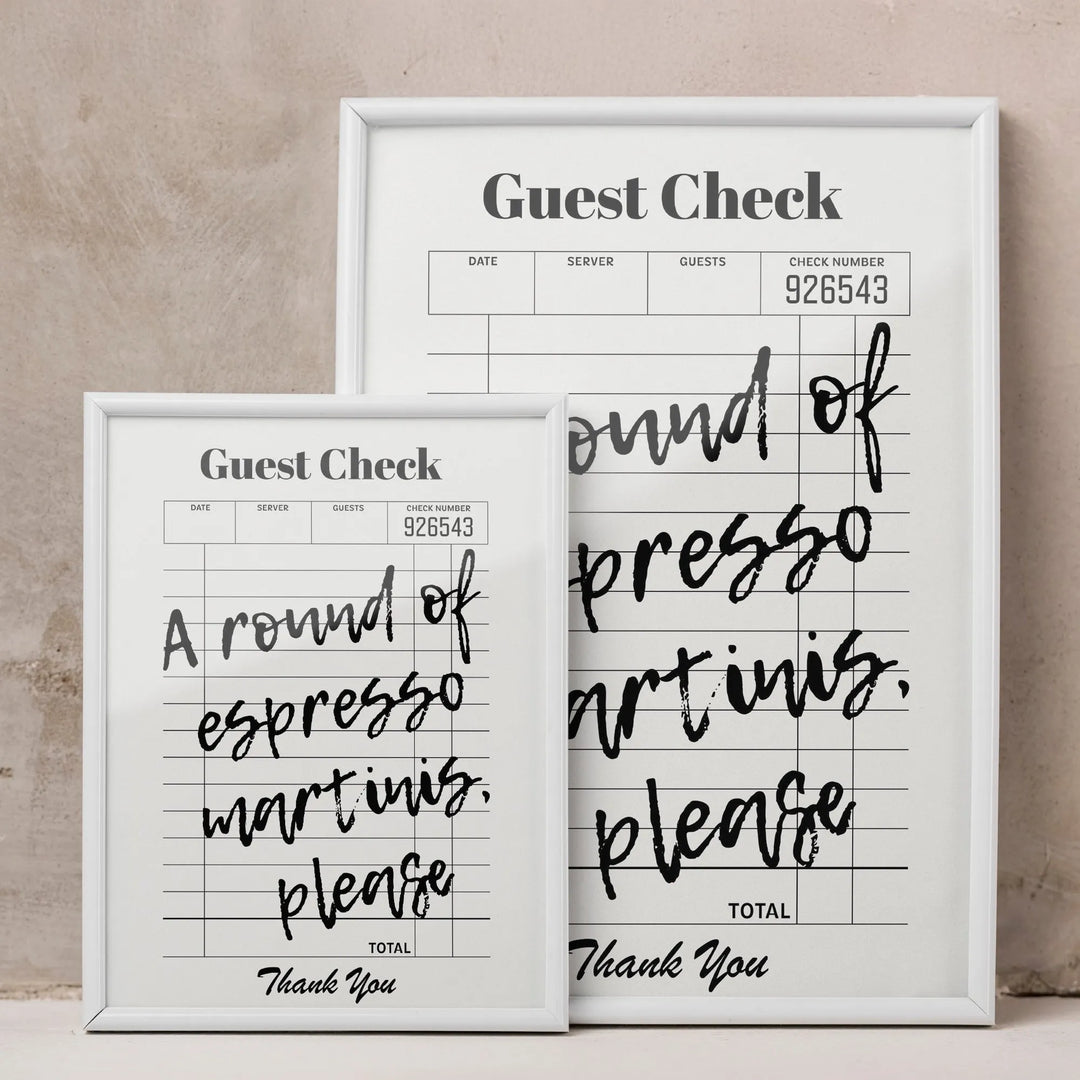 Espresso Martinis Guest Check Poster - iCustomLabel