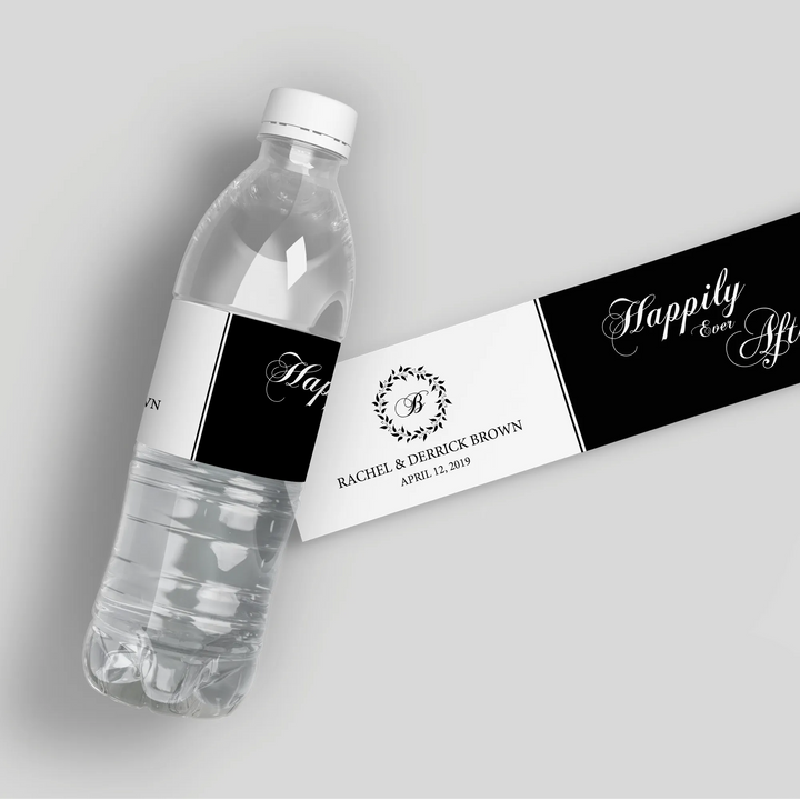 Ever After Wreath Wedding Water Bottle Labels - iCustomLabel