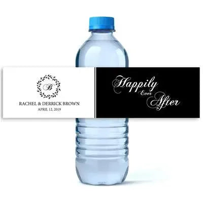 Ever After Wreath Wedding Water Bottle Labels - iCustomLabel