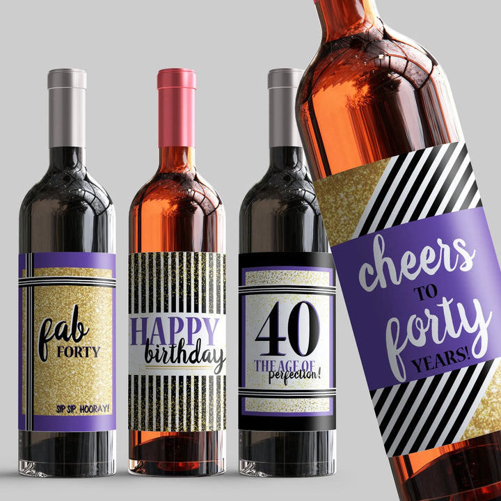 Fab 40 Birthday Wine Label Set - iCustomLabel