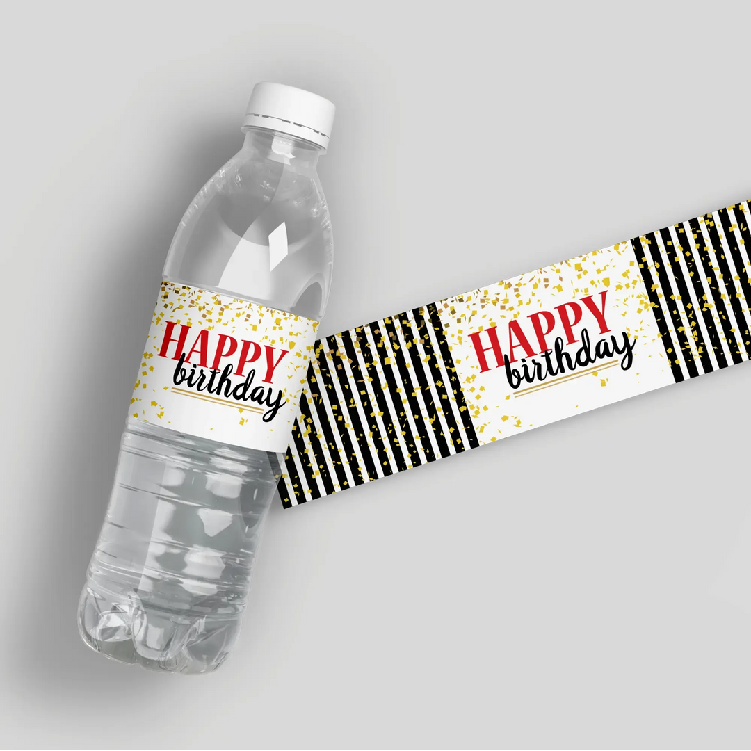 Fab Birthday Water Bottle Labels - iCustomLabel