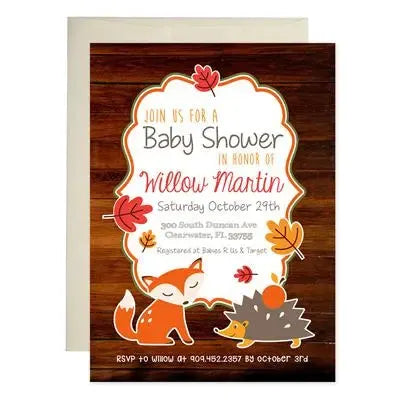 Fall Animals Baby Shower Invitations - iCustomLabel