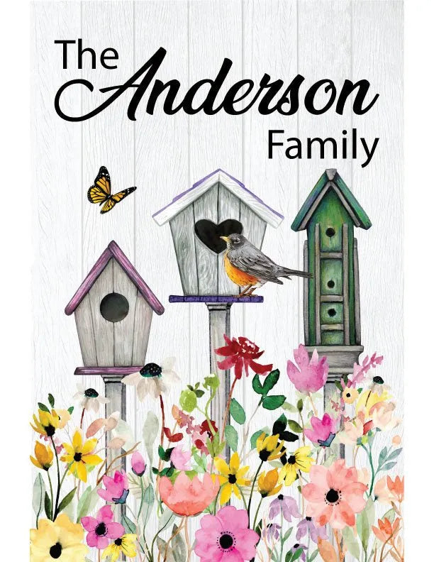 Family Birdhouse Metal Garden Flag - iCustomLabel
