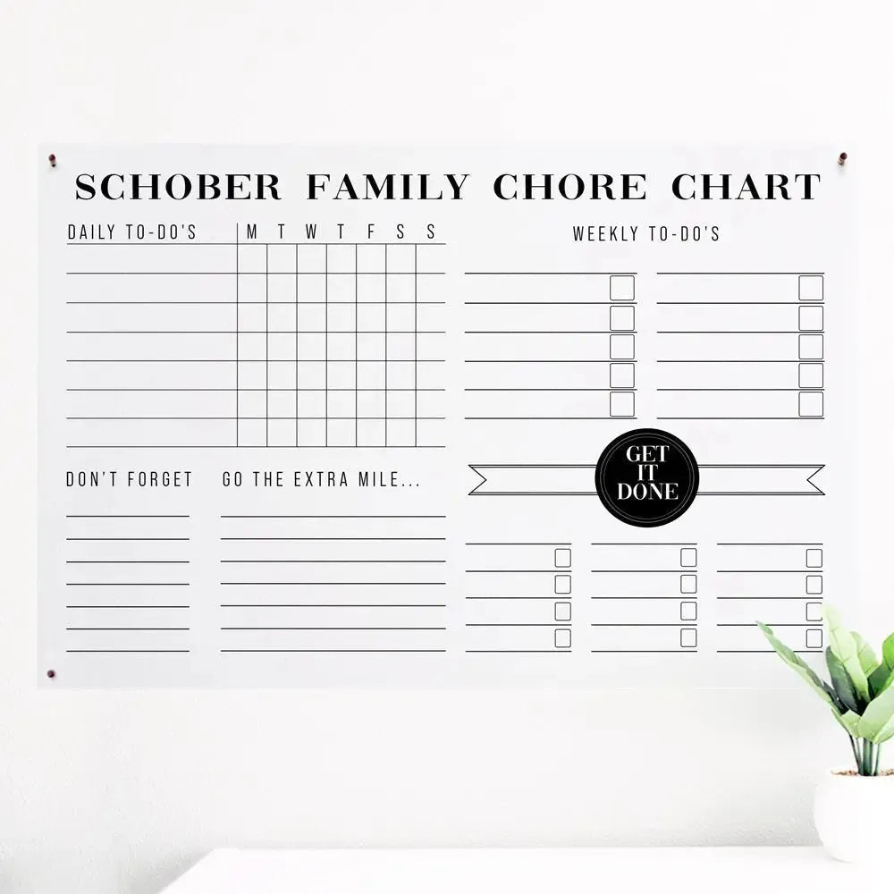 Family of Five Chore Acrylic Wall Calendar - iCustomLabel