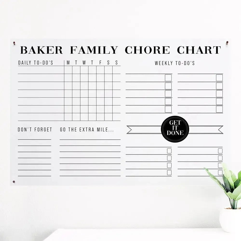 Family of Four Chore Acrylic Wall Calendar - iCustomLabel