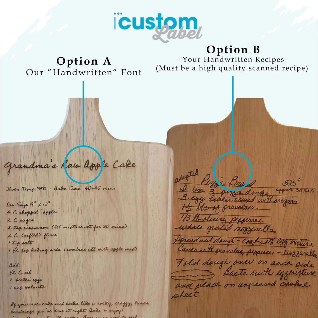 Family Recipe Cutting Board With Handle - iCustomLabel