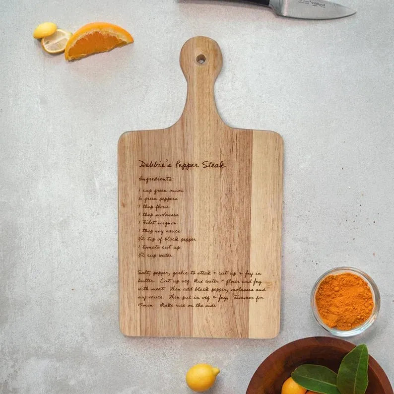 Family Recipe Cutting Board With Handle - iCustomLabel