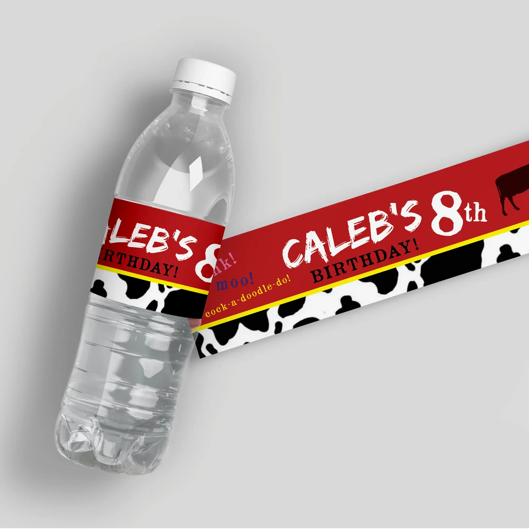 Farm Birthday Water Bottle Labels - iCustomLabel