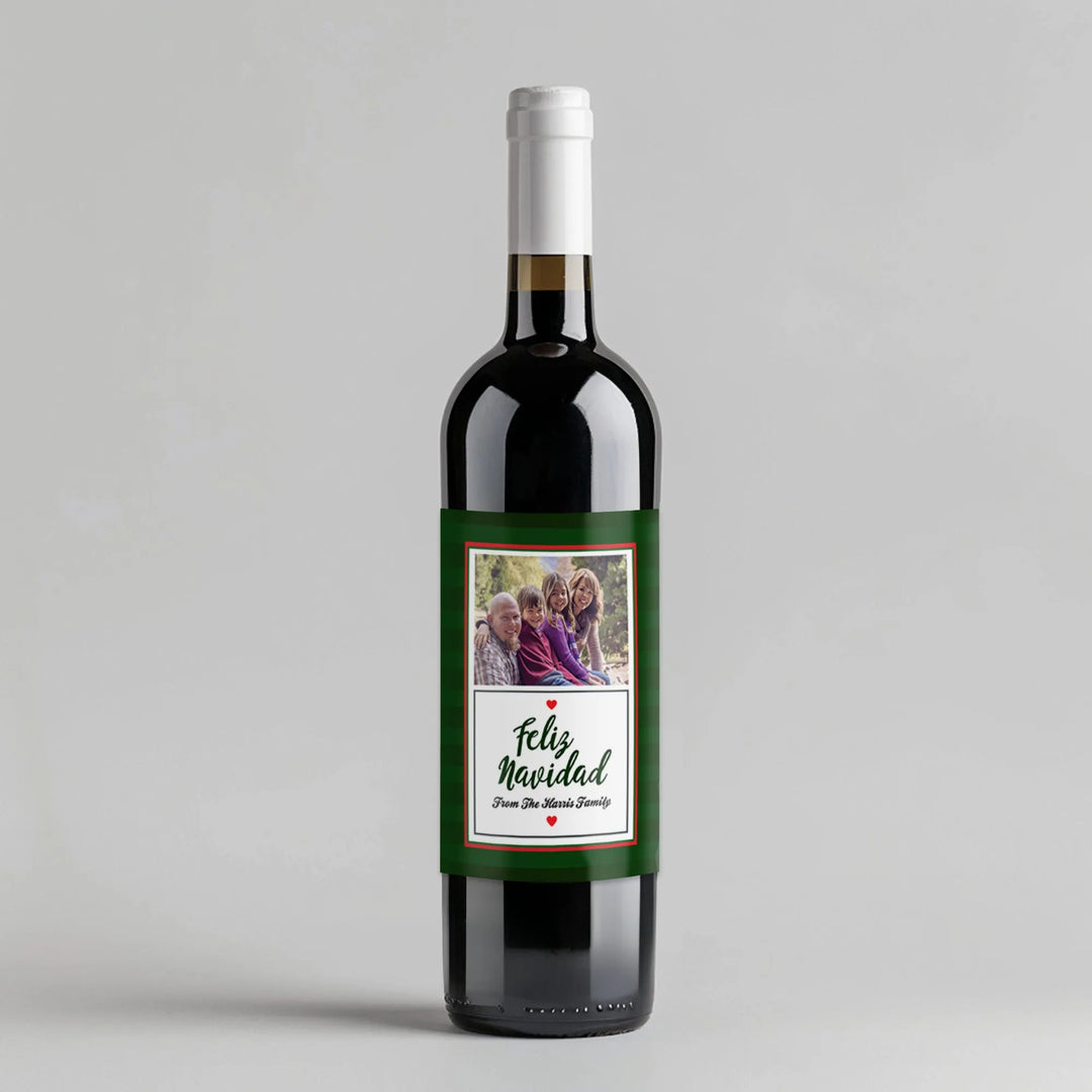 Feliz Navidad Photo Wine Label - iCustomLabel