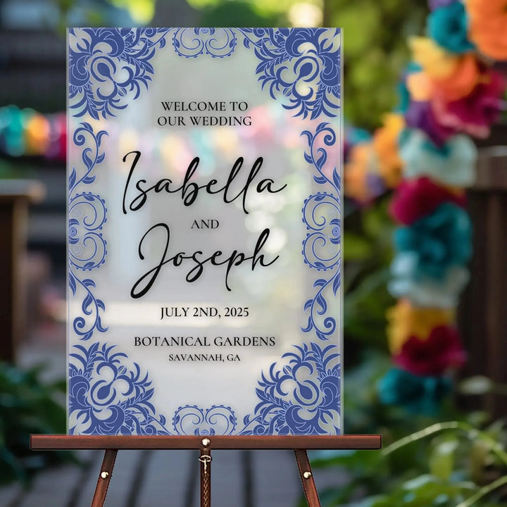 Fiesta Blue Wedding Welcome Sign - iCustomLabel