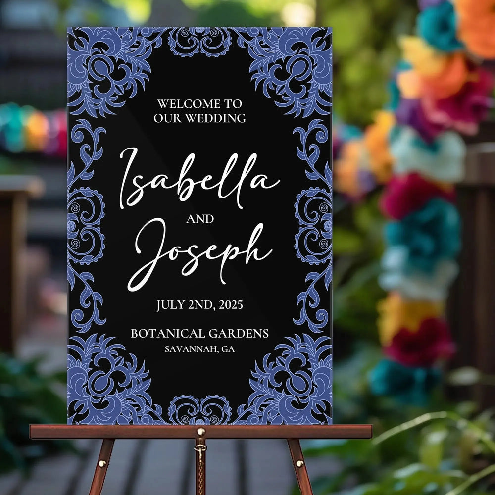 Fiesta Blue Wedding Welcome Sign - iCustomLabel