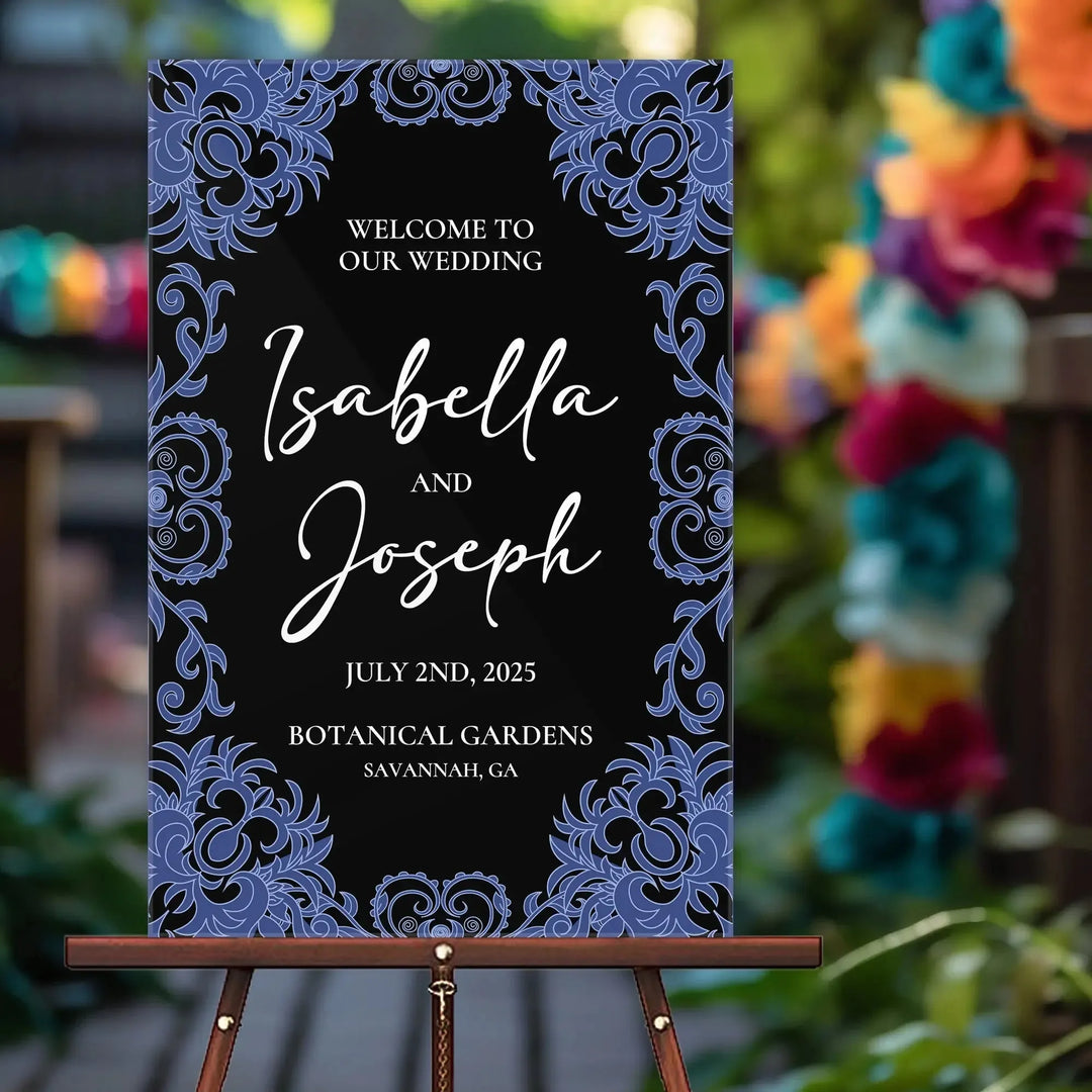 Fiesta Blue Wedding Welcome Sign - iCustomLabel