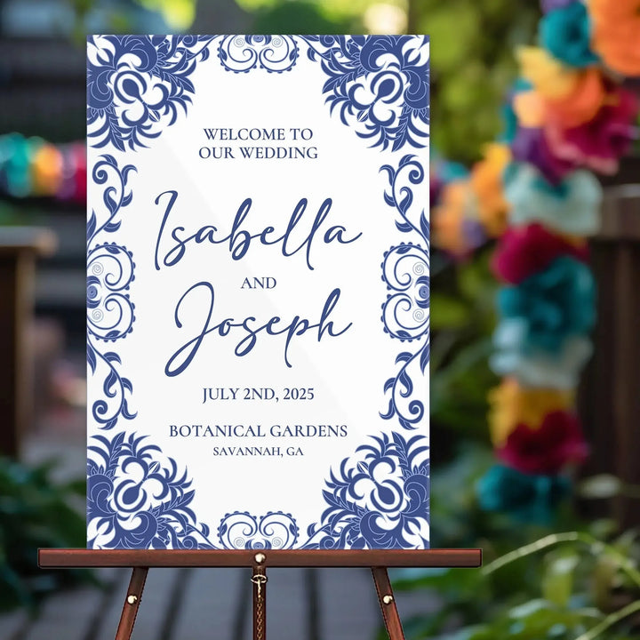 Fiesta Blue Wedding Welcome Sign - iCustomLabel