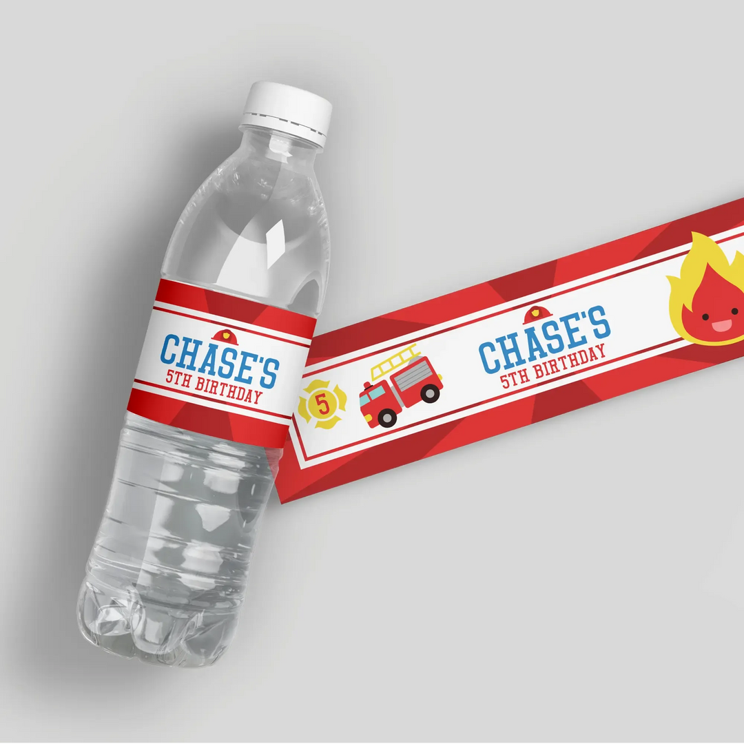 Firefighter Birthday Water Bottle Labels - iCustomLabel