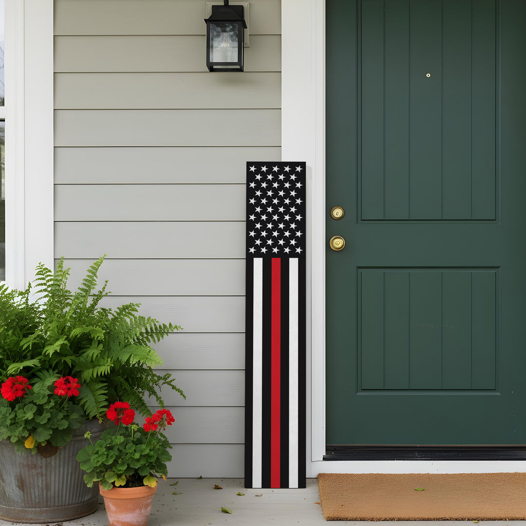 Firefighter Red Thin Line Leaner Welcome Sign