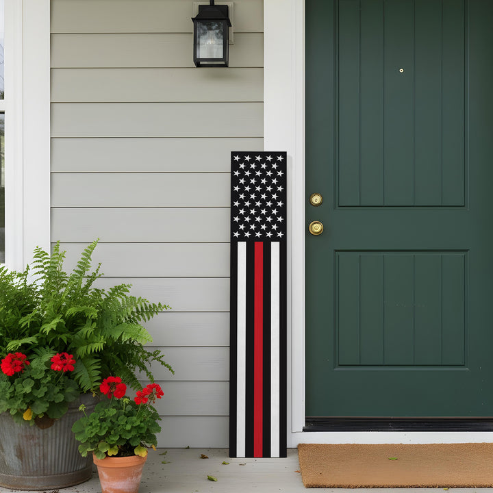 Firefighter Red Thin Line Leaner Welcome Sign