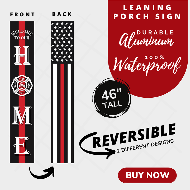 Firefighter Red Thin Line Leaner Welcome Sign