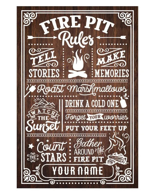 Firepit Rules Metal Sign - iCustomLabel