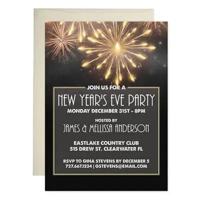 Fireworks New Years Party Invitations - iCustomLabel