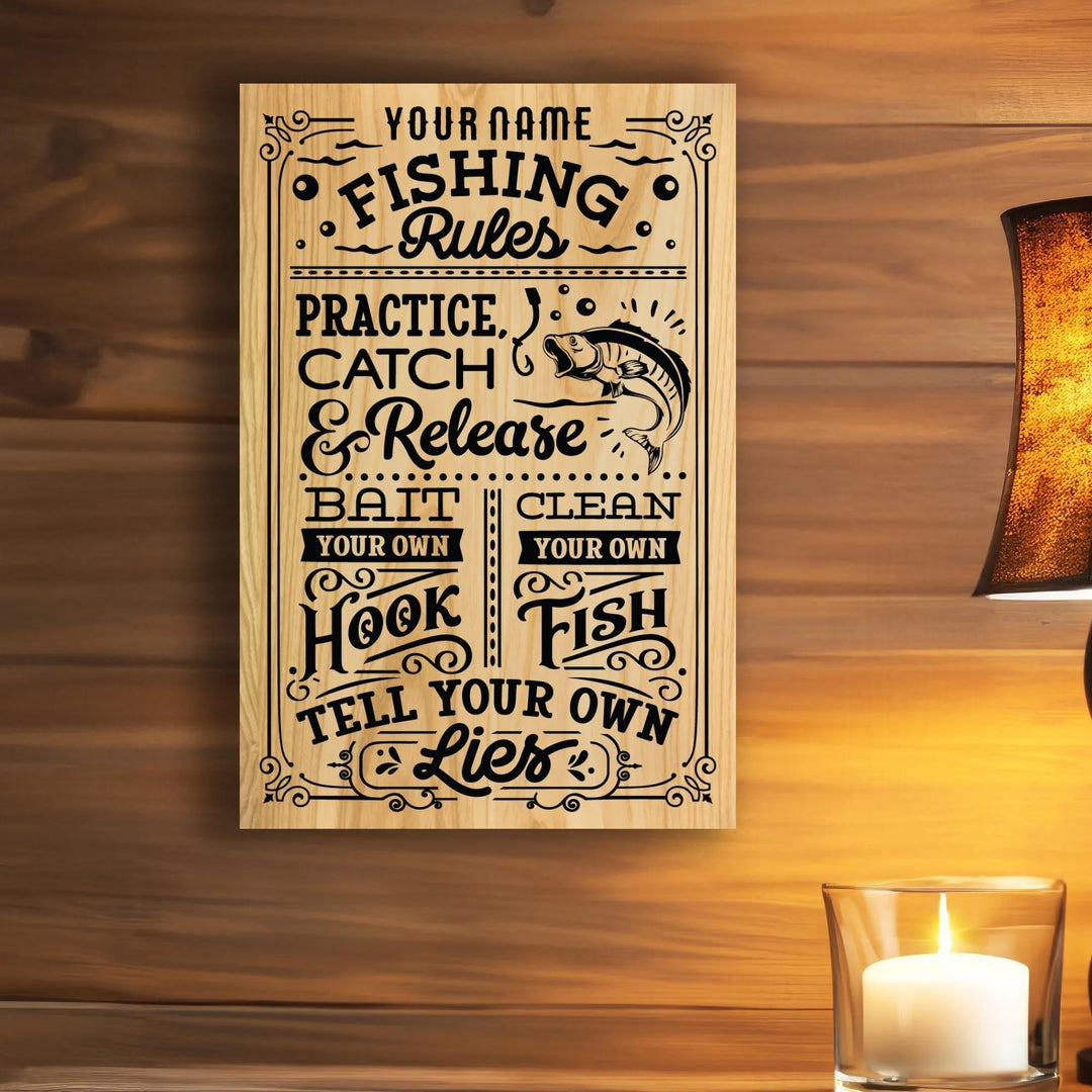 Fishing Rules Metal Sign - iCustomLabel