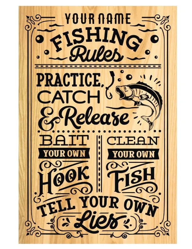 Fishing Rules Metal Sign - iCustomLabel