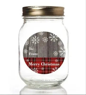 Flannel Christmas Canning Label - iCustomLabel