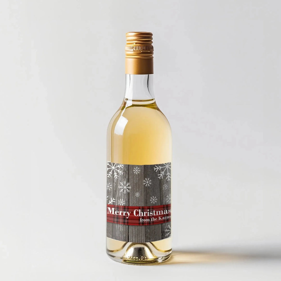 Flannel Christmas Mini Wine Label - iCustomLabel