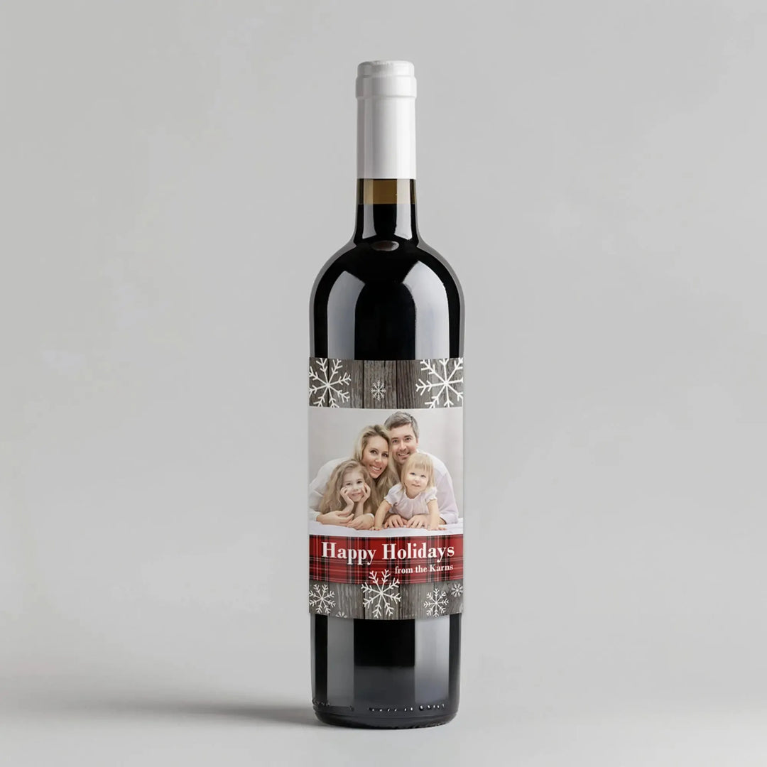 Flannel Christmas Wine Label - iCustomLabel