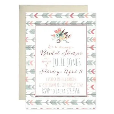 Floral Arrows Bridal Shower Invitations - iCustomLabel