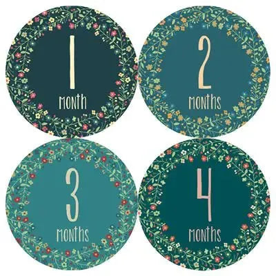 Floral Circle Small Flowers Baby Month Stickers - iCustomLabel