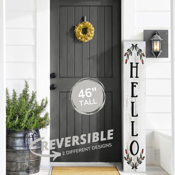 Floral Hello Porch Leaner Welcome Sign - iCustomLabel