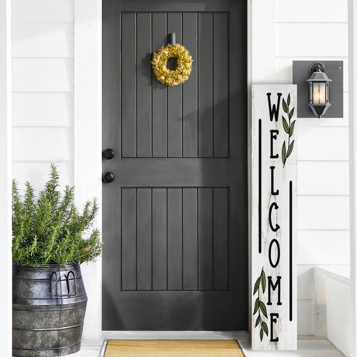 Floral Hello Porch Leaner Welcome Sign - iCustomLabel