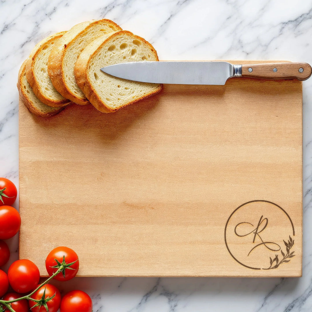 Floral Monogram Cutting Board - iCustomLabel