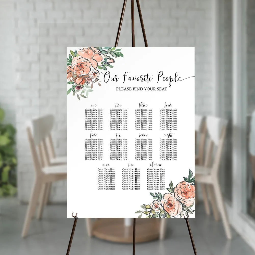 Floral Wedding Seating Chart - iCustomLabel