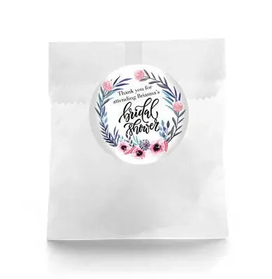 Floral Wreath Bridal Shower Favor Labels - iCustomLabel