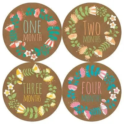 Flower Frame Paper Baby Month Stickers - iCustomLabel