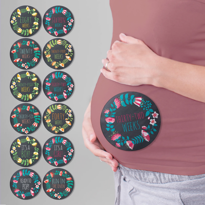 Flower Frame Pregnancy Stickers - iCustomLabel