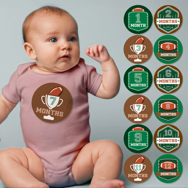 Football Baby Month Stickers - iCustomLabel