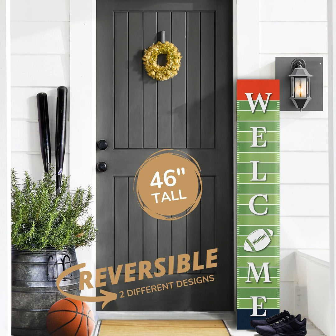 Football Porch Leaner Welcome Sign - iCustomLabel