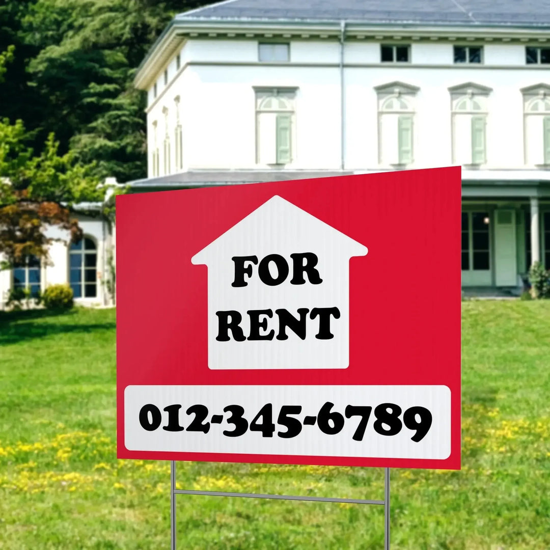 Custom For Rent Sign Custom Business Yard Signs | Corrugated Plastic & Metal | iCustomLabel