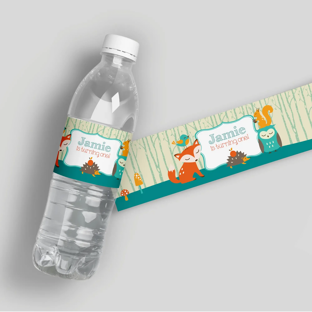Forest Animals Birthday Water Bottle Labels - iCustomLabel