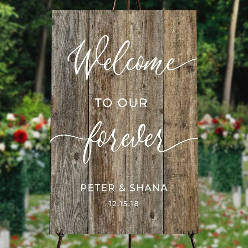 Forever Wedding Welcome Wood Sign - iCustomLabel