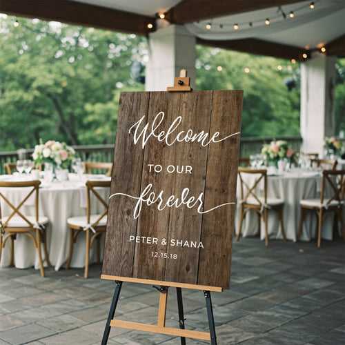 Forever wedding welcome wood sign, personalized