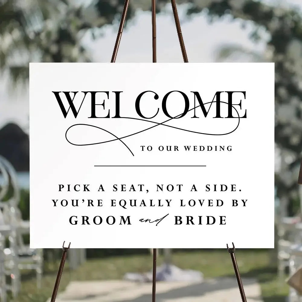 Formal No Sides Wedding Welcome Sign - iCustomLabel