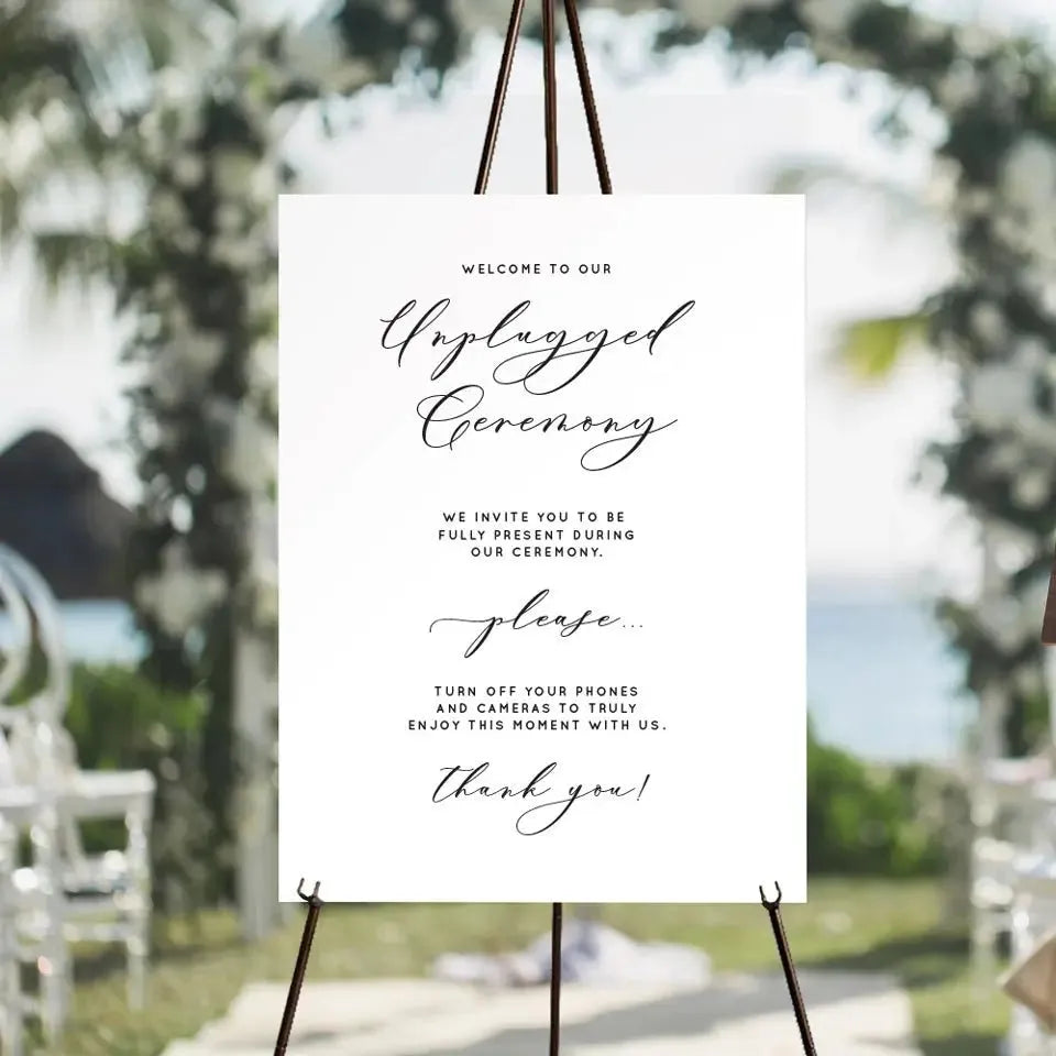 Formal Unplugged Wedding Welcome Sign - iCustomLabel