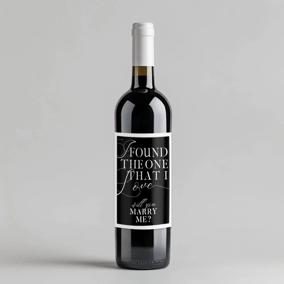 Found My Love Proposal Black Wine Label - iCustomLabel
